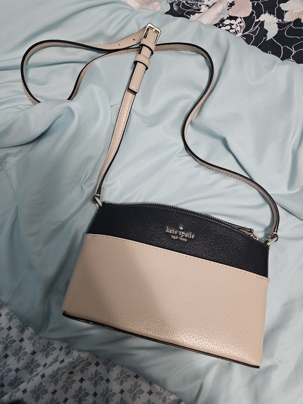 kate spade Two-Tone Black & Blush Pebbled Leather Crossbody
